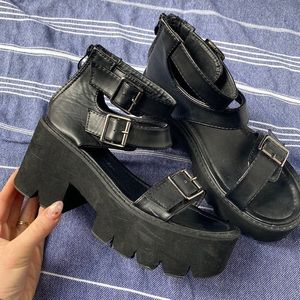 Chunky black sandals
